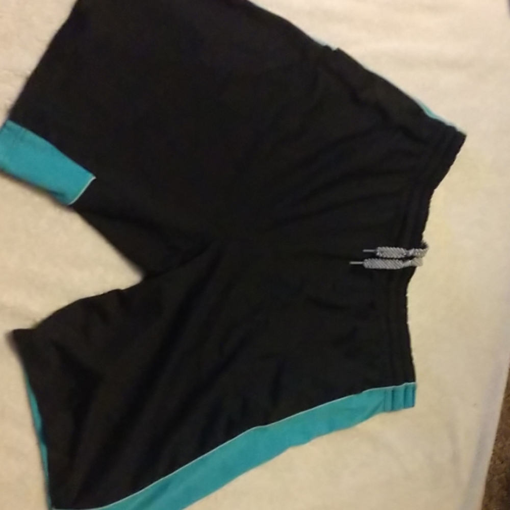 Blue, black shorts